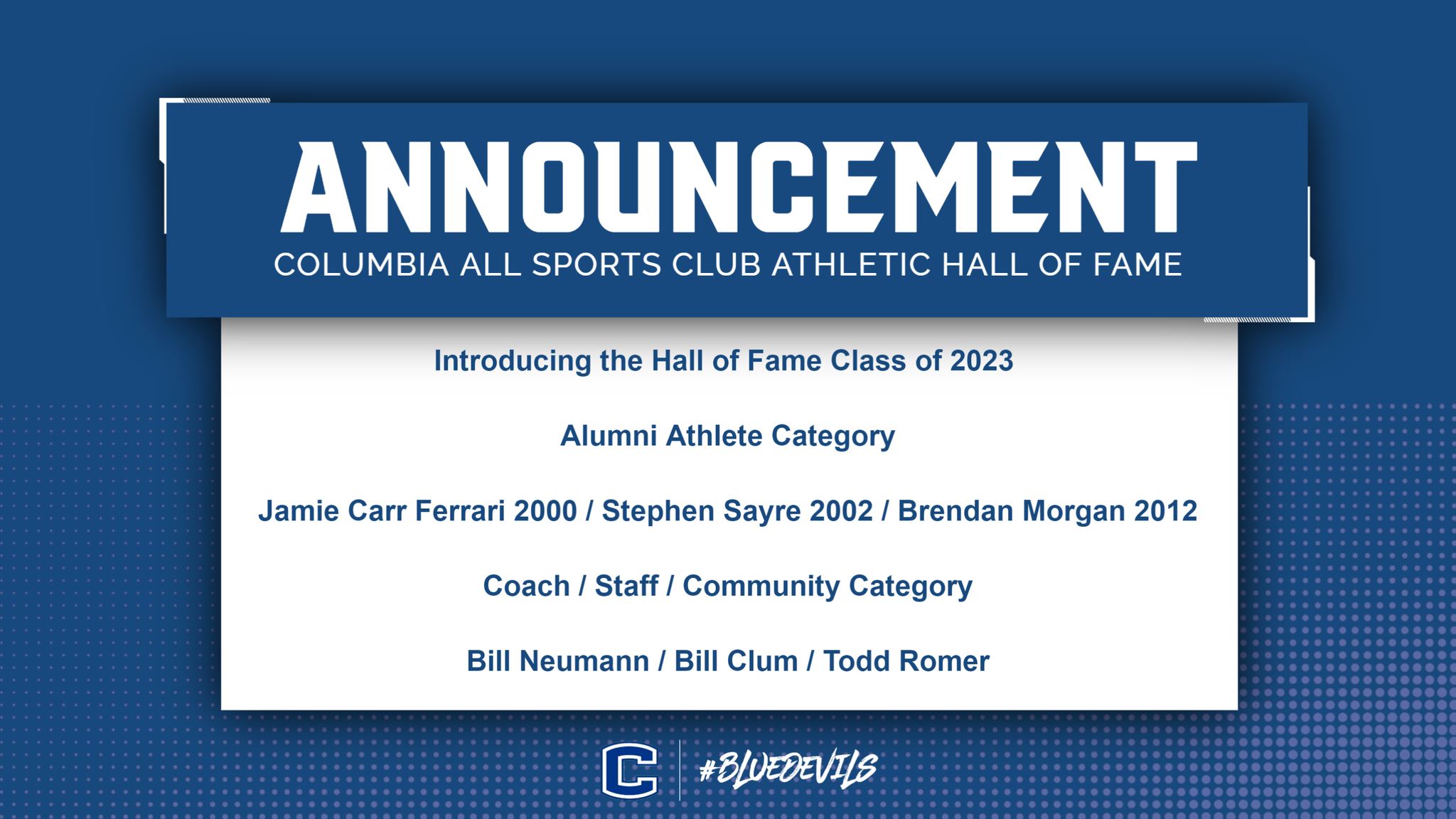 Athletic Hall of Fame announcement Class of 2023
