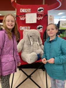 Students with Veda the stuffed elephant at Hannaford in East Greenbush