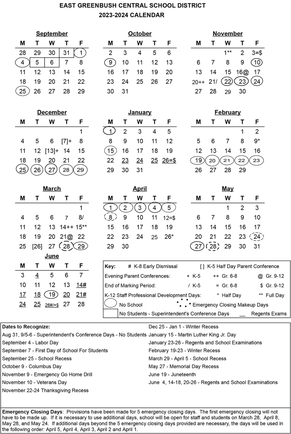 202324 School Calendar Now Available East Greenbush CSD