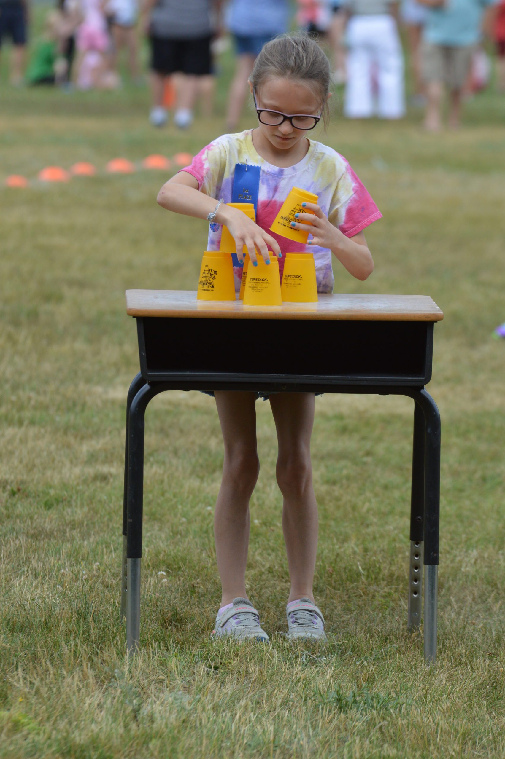Cup stacking at Field Day