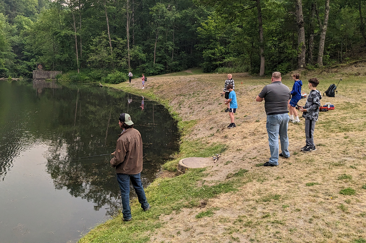 Goff students fishing at East Greenbush Town Park.