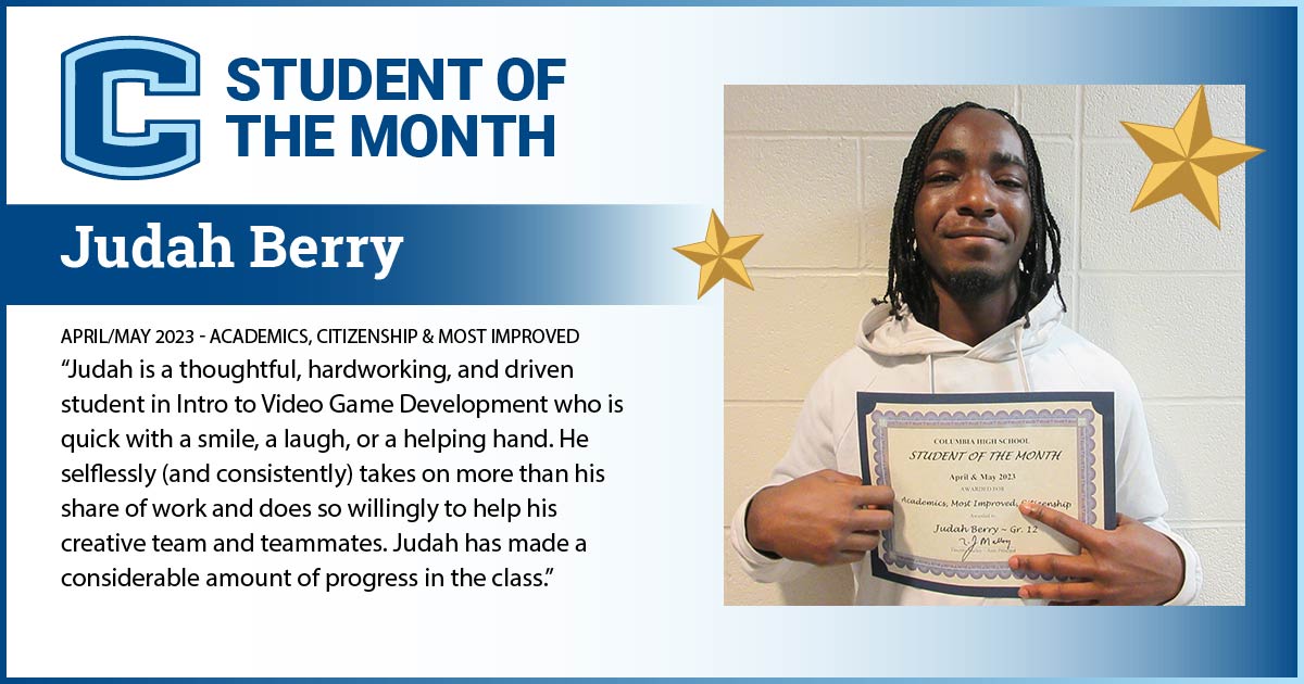 Judah Berry - Student of the Month