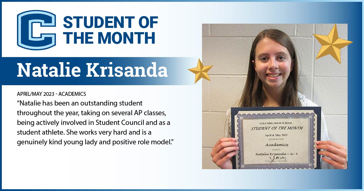 Natalie Krisanda - Student of the Month