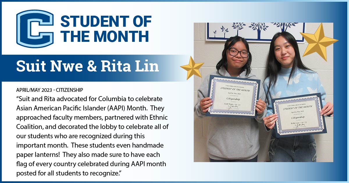 Suit Nwe and Rita Lin - Students of the Month