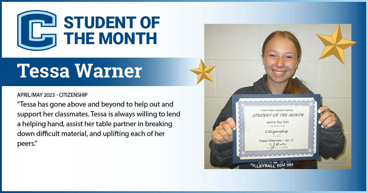 Tessa Warner - Student of the Month