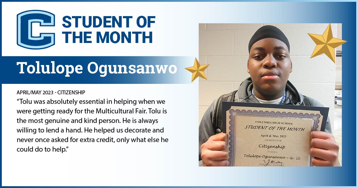 Tolulope Ogunsanwo - Student of the Month