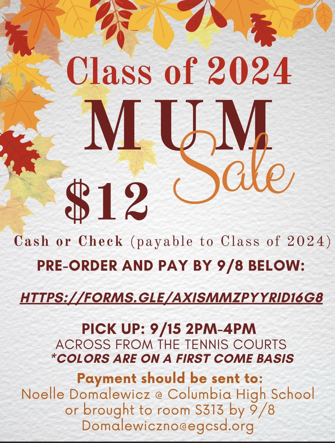 2023 Fall Mum Sale flyer