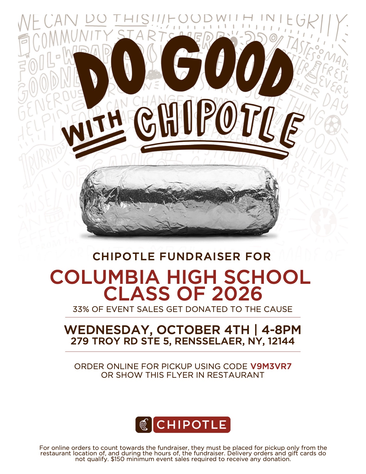 Chipotle Dine to Donate Fundraiser flyer