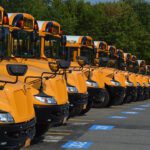 School buses lined up at Transportation Department