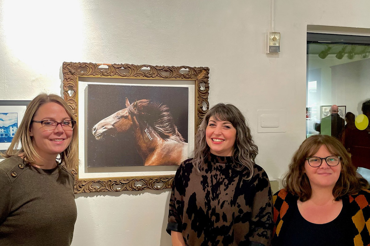 East Greenbush CSD art teachers (L to R) Valerie Gordon, Andrea Neiman and Nicole Weber at the NYSATA Faculty as Artists Exhibition at Russell Sage College in Albany.