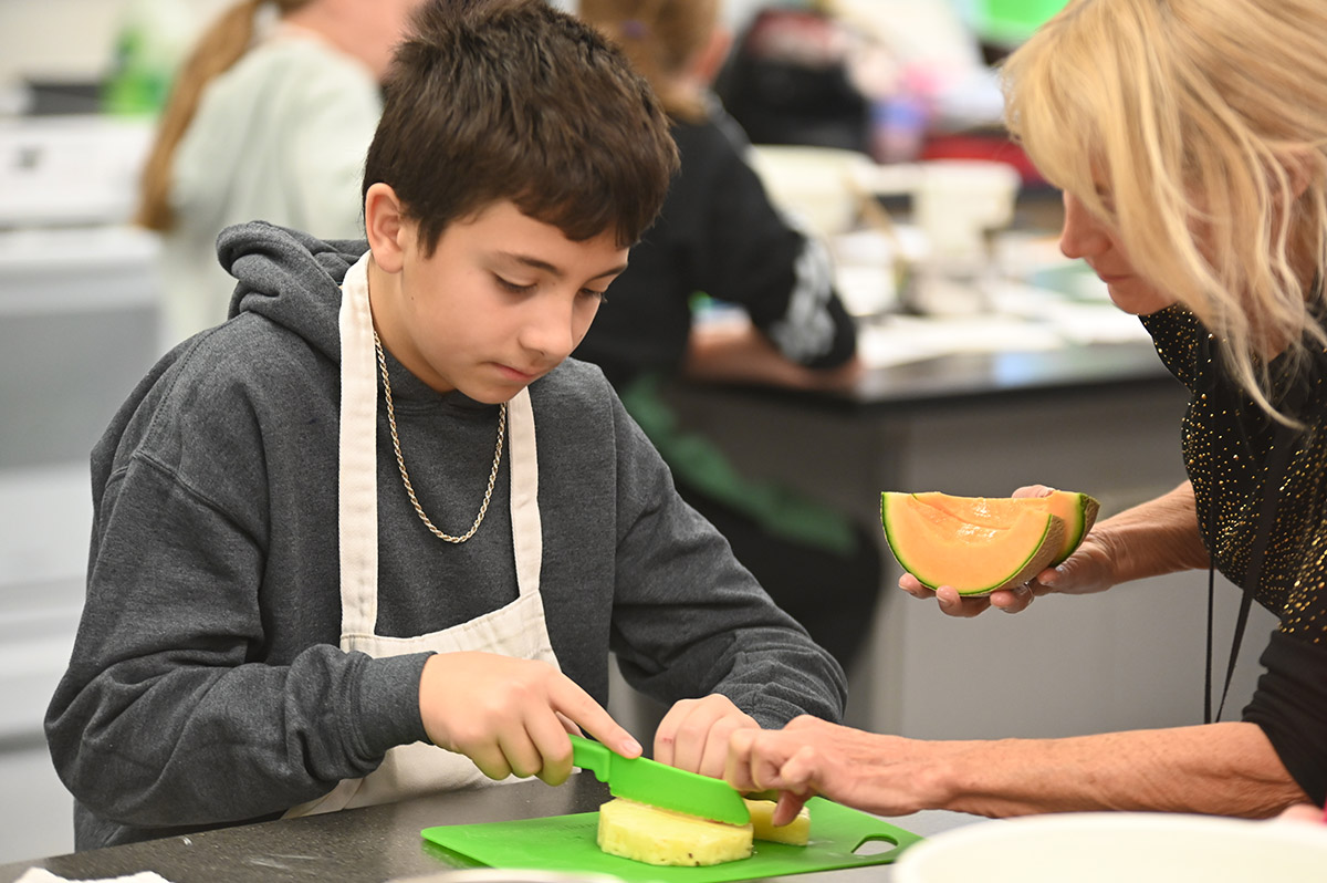 Goff Middle School students made fruit kabobs during Family and Consumer Science class on Monday.