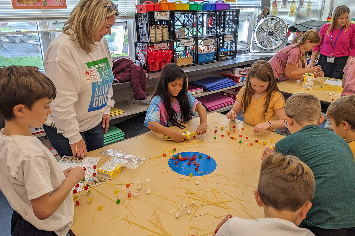 Red Mill students build structures during STEM activity