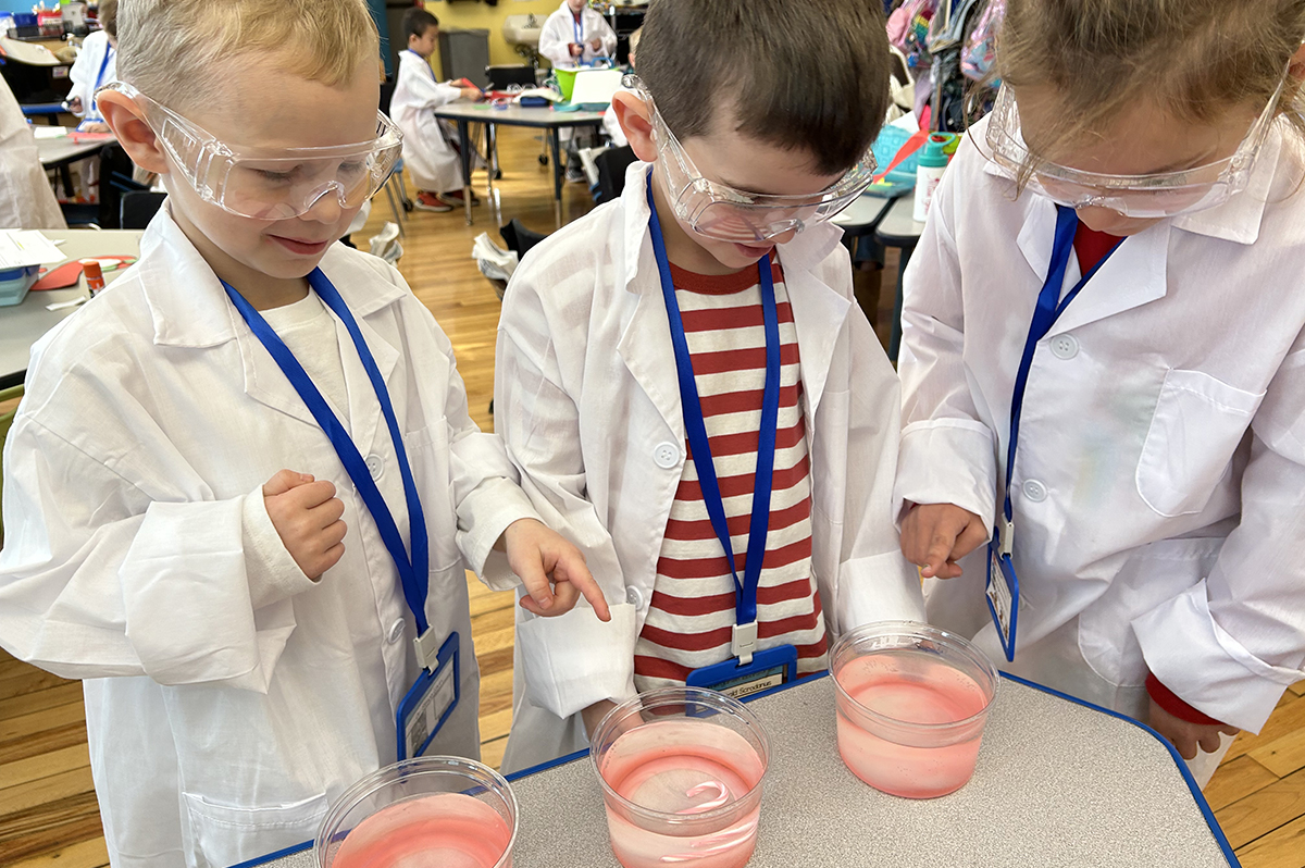 Genet kindergarten students conduct science experiments with candy canes.