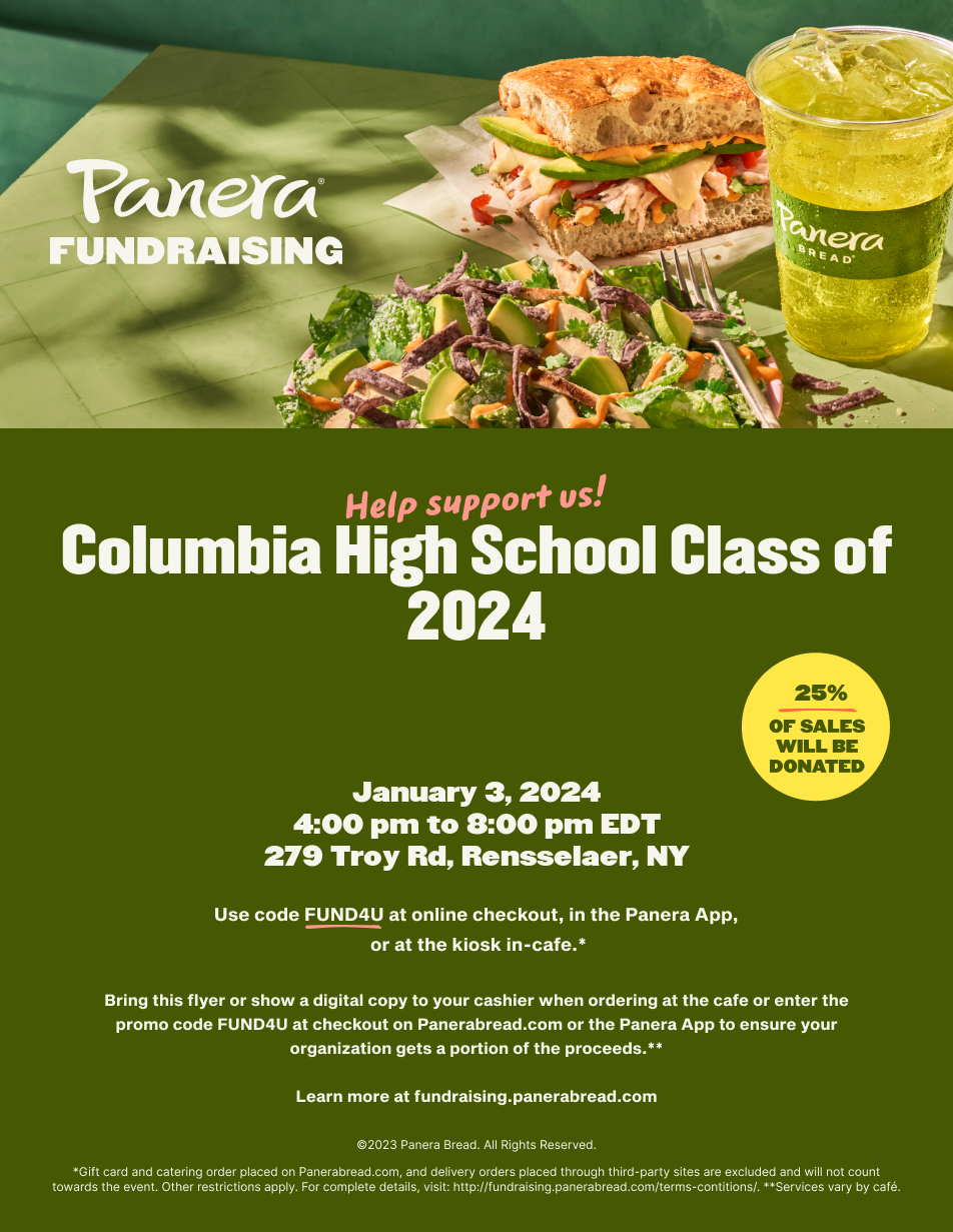 Panera Fundraiser to Benefit CHS Class of 2024 January 3 East