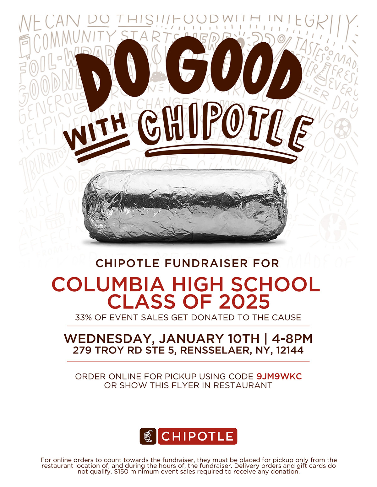 Chipotle Dine to Donate Flyer