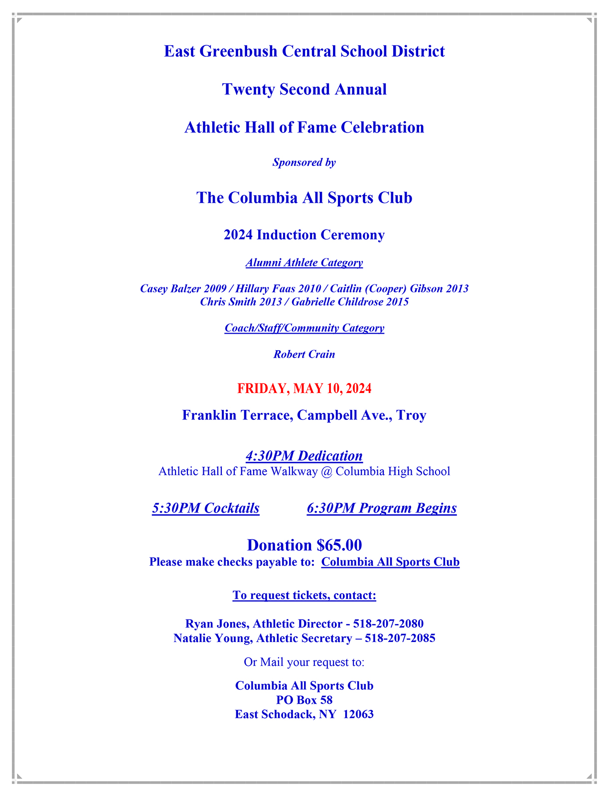 Athletic Hall of Fame Program 2024 web