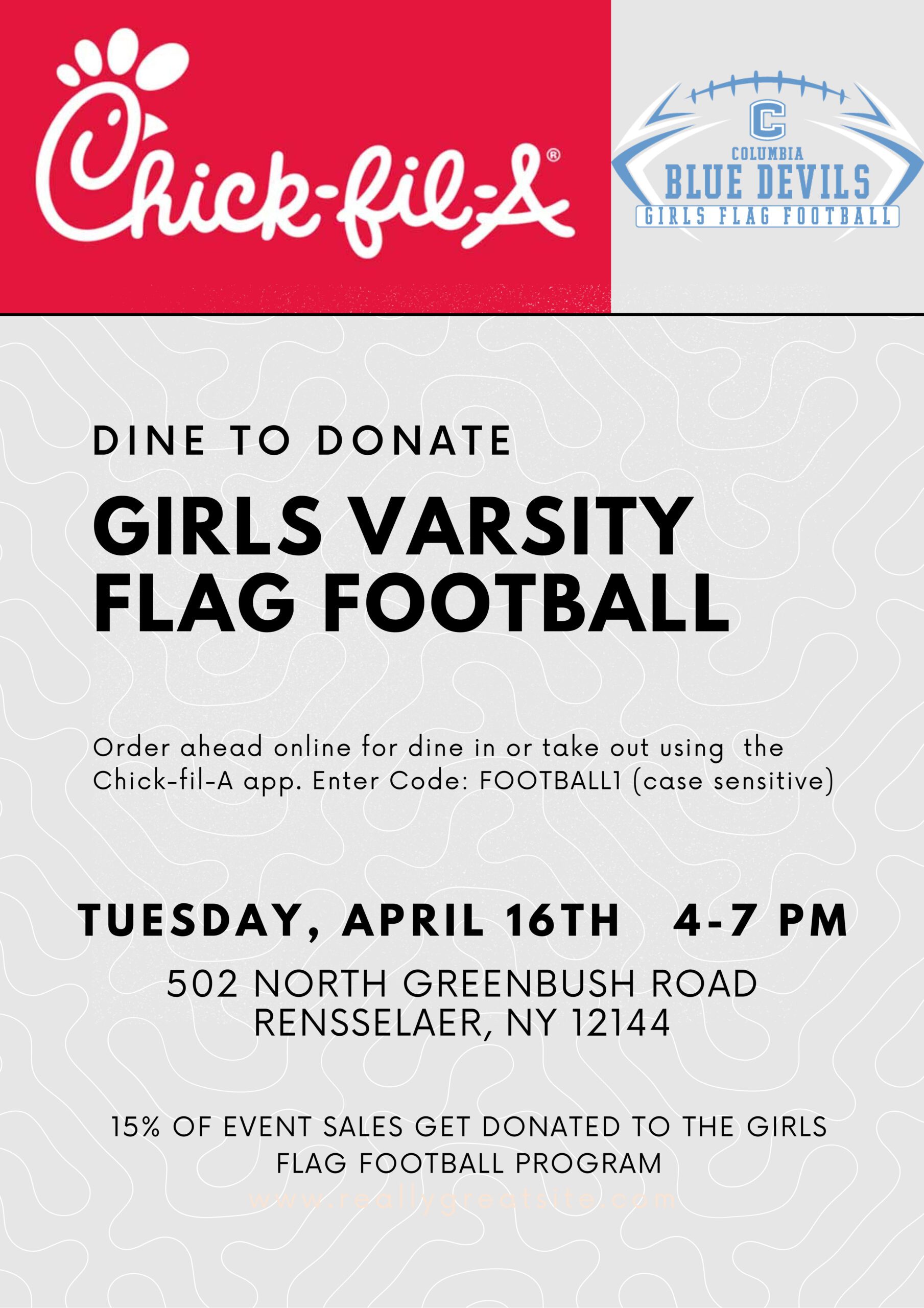 Dine to Donate Chick-fil-A flyer
