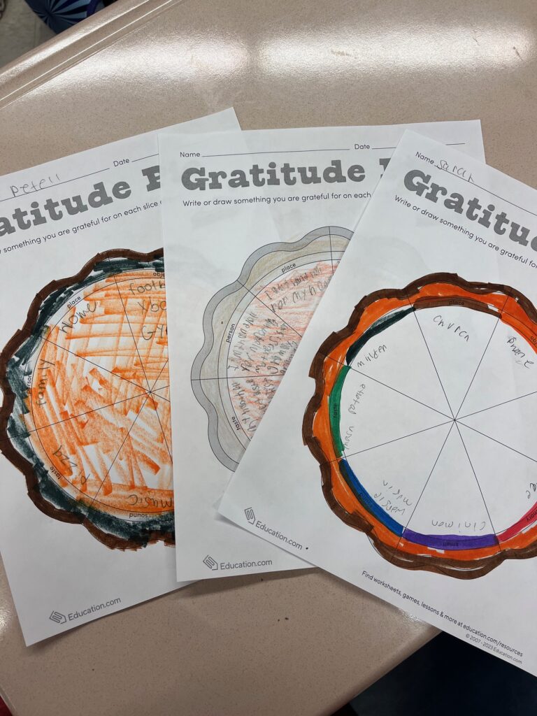 Gratitude pie worksheet