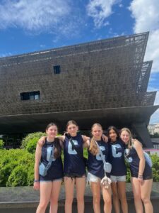 Students in front of the National Museum of African American History and Culture in Washington, D.C.