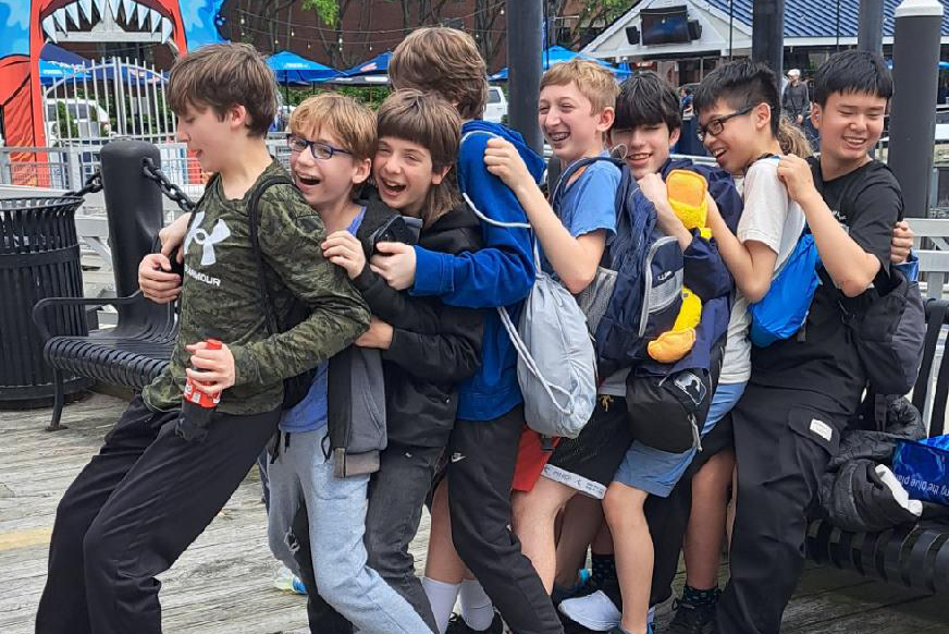 Students on a field trip to Boston