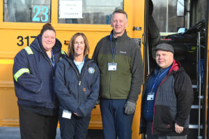 Superintendent of Schools Dr. Kurtis Kotes with Driver-Trainers Tiffany Scott and Jill Bonesteel and Supervisor of Transportation Craig Lipps.