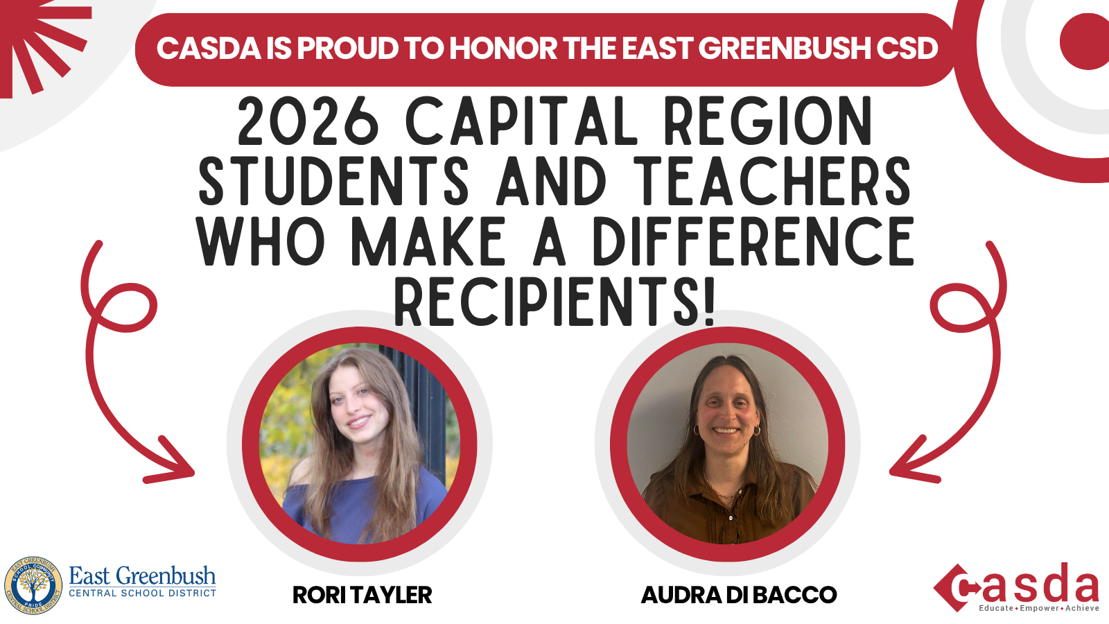 CASDA Students and Teachers Who Make a Difference featuring Rori Tayler and Audra Di Bacco
