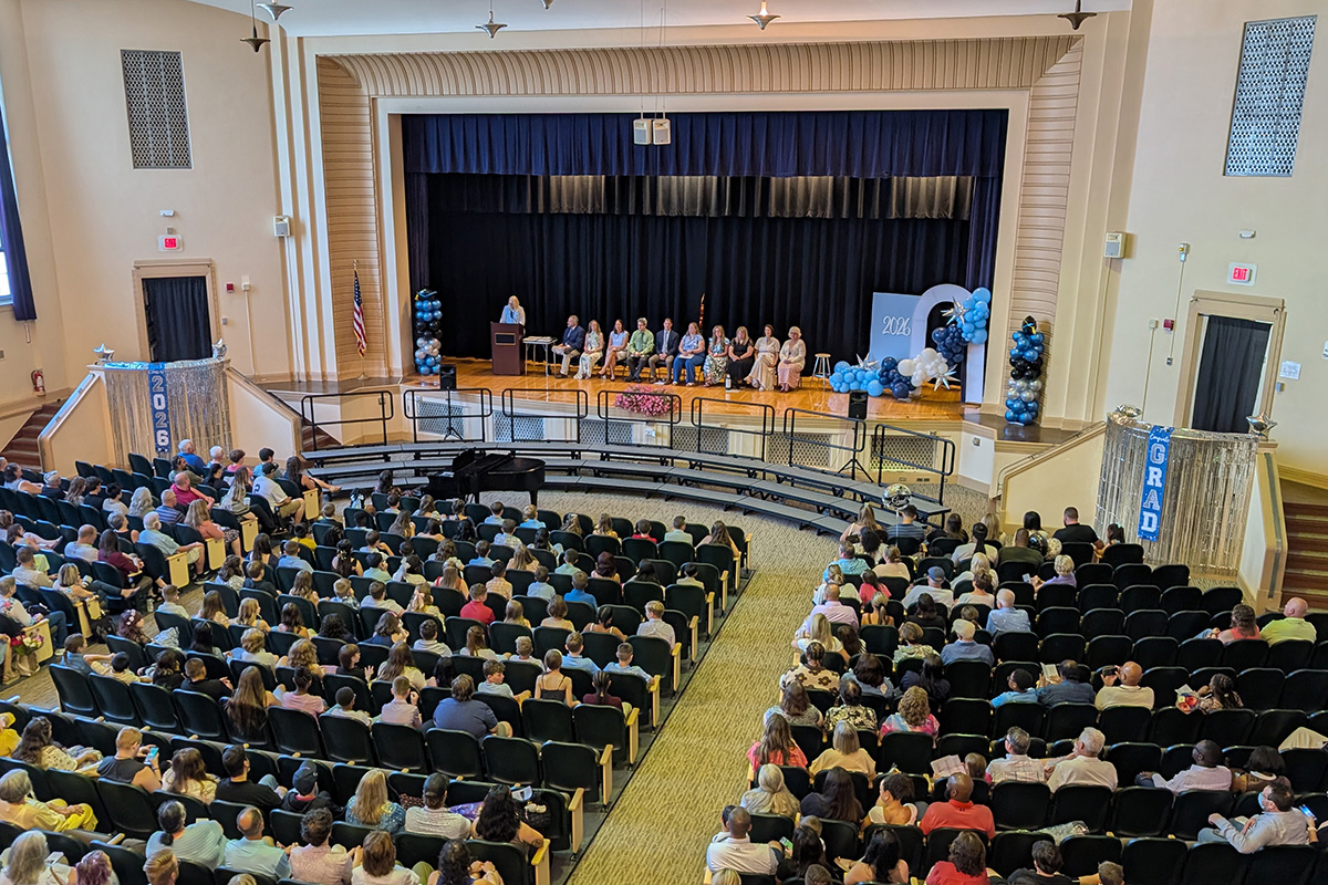 Students, staff and families in attendance for the 5th Grade Moving Up Ceremony in the Genet Elementary School auditorium