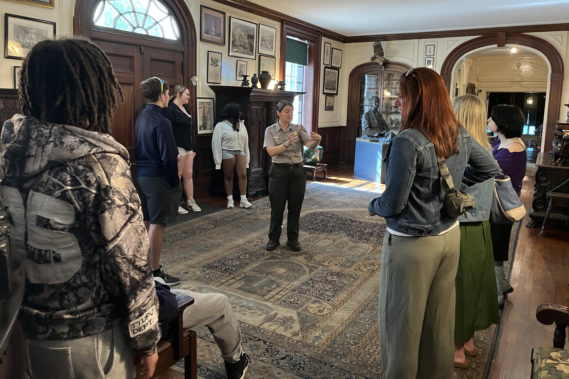 Students tour the FDR Presidential Library and Museum in Hyde Park, N.Y. with a National Park Ranger