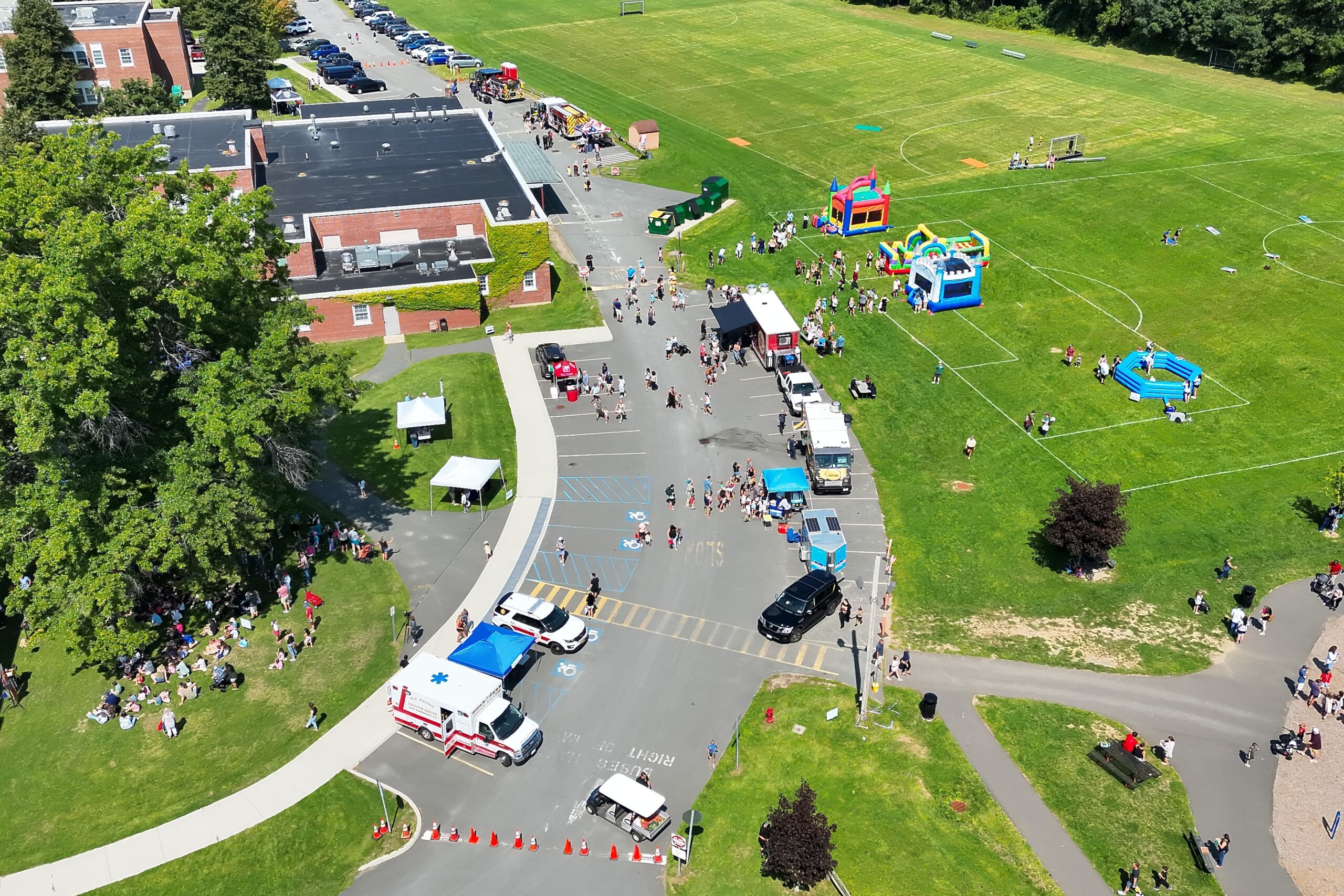 Aerial photo of Summer Fun Day behind Genet Elementary School (photo courtesy East Greenbush Police Department).